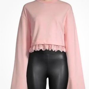 Fenty Puma Rihanna sweatshirt cropped extra long sleeve lace trim